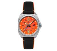 AVI-8 Reloj automático Bell X-1 Machbuster de 41 mm para hombre con correa de goma/cuero AV-4115, Naranja retro, Correa