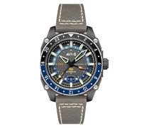 AVI-8 Hawker Hunter Atlas GMT Reloj automático para hombre de 44 mm con correa de cuero AV-4122, Gris niebla