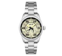 AVI-8 Reloj automático Spitfire tipo 300 de 42 mm para hombre con pulsera de acero inoxidable sólido AV-4147, Panel piloto