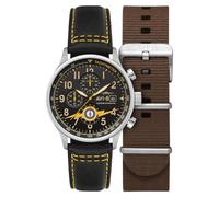 AVI-8 Hawker Hurricane AV-4011 - Reloj cronógrafo clásico de cuarzo japonés para hombre de 42 mm con correa de piel, Naranja rayo, Cronógrafo clásico