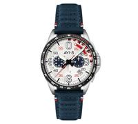 AVI-8 Reloj de 43 mm P-51 Mustang Kindelberger con cronógrafo 85 Aniversario edición Limitada con Correa de Cuero AV-4143, Slipstream Silver