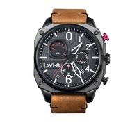 AVI 8 Reloj Analógico para de los Hombres de Movimiento de Cuarzo japonés con Correa en Cuero AV-4052-02