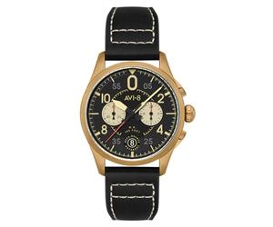 AVI-8 Spitfire Lock - Reloj cronógrafo para hombre de 42 mm con correa de piel AV-4089-07, Negro vacío, Moderno