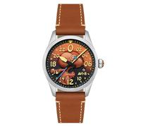 AVI-8 Spitfire Peanuts Snoopy Flying Ace - Reloj automático de edición limitada de 24 horas para hombre, 42 mm, con correa de piel AV-4150, Naranja quemado