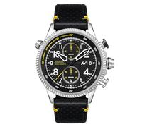 Avi8 Hawker Hunter, Duke Chronograph, Halton Reloj Hombre Analógico Cuarzo con Correa de Cuero AV-4080-01, Negro, Cronógrafo