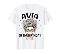 Avia of The Birthday Girl Messy Bun - Gafas de Sol Florales para Fiesta Camiseta