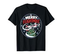 Aviación Navideña Merry Flightmas Avión Camiseta