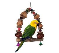 Avian Training Stand - Ventana Roosting Bar, Indoor Cage Perch | Interactive Rattan Ball Playtime Fitness Hub, Natural Wood Playground Standing for Birds