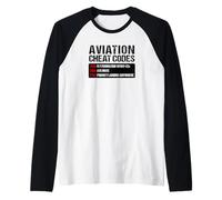 Aviation Cheat Codes Divertido Piloto Avion Transpondedor Camiseta Manga Raglan