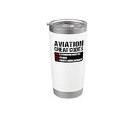Aviation Cheat Codes Divertido Piloto Avion Transpondedor Vaso térmico de acero inoxidable de doble pared