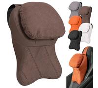 Aviation-Grade PU Leather Car Headrest, Ergonomic Cervical Support, Memory Foam Car Neck Pillow for Most Cars SUV Sedan Home Office and Gaming Chair Long Trips, Universal Fit (Brown)