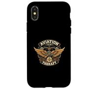 Aviation Is My Therapy Pilot Airplane Flying Design Carcasa para iPhone X/XS