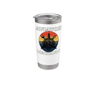 Aviator Mechanic Retro Aircraft Engine Aviation Vaso térmico de acero inoxidable de doble pared