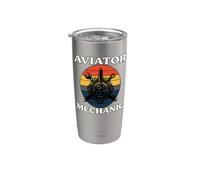 Aviator Mechanic Retro Aircraft Engine Aviation Vaso térmico de acero inoxidable de doble pared