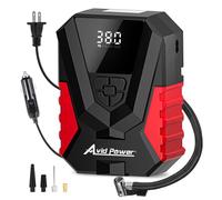 AVID POWER - Compresor de aire portátil de aire AC/DC, bomba de neumático de apagado automático, bomba de aire compacta de 12 V y 110 V con medidor de presión digital, 4 boquillas incluidas
