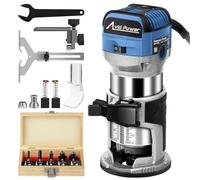 AVID POWER - Herramienta de enrutador compacto de 6.5A, 1.25HP, Aluminio, Base Fija, 6 Velocidades, Guía de Borde, 5 Brocas, Guía de Rodillo, Campana Antipolvo, Pinza, Llave