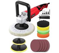 AVID POWER Pulidor de pulidor de coche, 1200 W, cera giratoria de 7 pulgadas/6 pulgadas, 6 velocidades variables 1600-3500 RPM, mango desmontable y mango lateral para detalles de automóviles, lijado