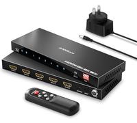 AVIDGRAM 4x1 Switch HDMI 4K 120Hz con Audio Extractor, 8K@60Hz 4 In 1 out con Control Remoto IR, Switch HDMI 2.1, 16 Modos EDID, HDCP2.3/2.2, HDR10, 3D