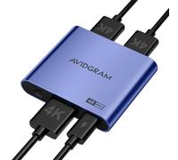 AVIDGRAM - Divisor HDMI 1 en 2 salidas 4K, divisor HDMI de 2 puertos con modo automático, copia y fijo para pantalla doble idéntica, compatible con Xbox, PS4 Pro, PS5 (morado)