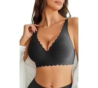 Avidlove Sujetador sin costuras para mujer, cuello en V, sin aros, sujetadores push up ondulados, pechos grandes, cómodos sujetadores clásicos suaves acolchados Bralette sin costuras, camiseta para