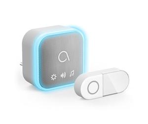 Avidsen 102512 - Timbre Inalámbrico, Receptor Enchufable, Pulsador Exterior IP44, 36 Melodías, Volumen Ajustable, Indicador LED, Alcance 150m, Color Gris