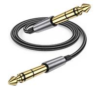 Avigers 6.35mm (1/4 inch) male to 6.35mm (1/4 inch) male audio cable - 2M, cable de guitarra trenzado de nailon para guitarra eléctrica, bajo, amplificador, altavoz, teclado, audio profesional y más