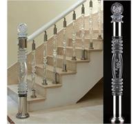 AviiSo Balaustre Poste acrílico Transparente con Base metálica, Interior Exterior Barandilla de Cubierta de Escalera (Color : Silver, Size : 120cm/47.2n)