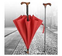 AVIITI Bastón 2 En 1 Antideslizante Paraguas, Multifuncional Bastón Recto Mango Largo Muleta Sombrillas, Gran Regalo Para Hombres, Mujeres,Rojo,86cm/33.8inch