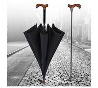 AVIITI Bastón 2 En 1 Antideslizante Paraguas, Multifuncional Bastón Recto Mango Largo Muleta Sombrillas, Gran Regalo Para Hombres, Mujeres,Negro,86cm/33.8inch