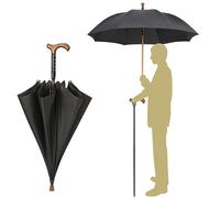 AVIITI Bastón 2 En 1 Paraguas, Antideslizante Multifuncional Turismo Senderismo Bastones, Bastón Recto De Aluminio Ligero Diseño De Mango Largo,Negro,86cm/33.8inch