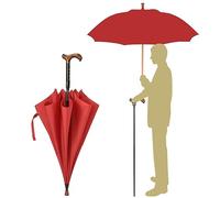 AVIITI Bastón 2 En 1 Paraguas, Antideslizante Multifuncional Turismo Senderismo Bastones, Bastón Recto De Aluminio Ligero Diseño De Mango Largo,Rojo,86cm/33.8inch