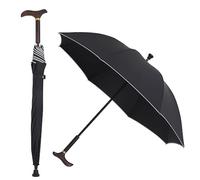 AVIITI Bastón Paraguas, Multifuncional Varilla Recta De Madera De Diseño De Mango Largo, Con Punta De Goma Antideslizante Segura,Negro,83cm/32.6inch