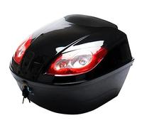 AVIITI Caja Trasera De Motocicleta Duradera con Accesorios De Montaje Y Luz De Advertencia Nocturna Maletín De Almacenamiento para Scooters,Negro,35x38x28cm