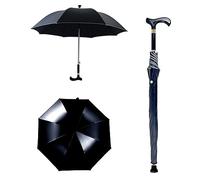 AVIITI Paraguas Bastón Multifunción, Ligero Resistente Al Desgaste De Aluminio Varilla Recta, Antideslizante Turismo De Escalada Mango Largo Muleta Paraguas,Negro,83cm/32.6inch