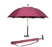 AVIITI Paraguas Bastón, Paraguas De Muleta De Autoprotección A Prueba De Viento, Para Escalada, Senderismo, Pasear Bajo La Lluvia Gran Regalo,Rojo,86cm/33inch