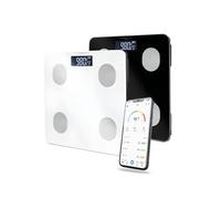 Avilia - Báscula digital inteligente de cristal templado con aplicación para análisis corporal completo, pantalla LCD amplia, tecnología Step-On y función multiusuario para control familiar del peso