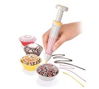 AVILIA Bolígrafo para decorar dulces con 5 boquillas intercambiables, embudo de silicona y plástico, 15 cm, seguro, resistente y fácil de usar, ideal para dulces y salados, incluye herramienta para