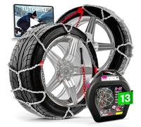 Avilia Cadenas de nieve de acero cementado talla 13 - Viaja con seguridad en carreteras con nieve o hielo - Sistema de autotensado para un ajuste automático de las ruedas, homologado en Italia