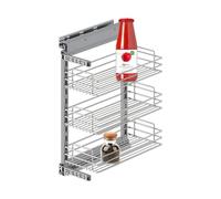 Avilia Cajón telescópico de cocina con 3 estantes extraíbles, 30 x 48 cm - Carro organizador cromado, capacidad 30 kg, ideal para especias, de acero, ajustable
