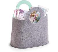 Avilia Cesta de almacenamiento de fieltro - Bolsa de salón y dormitorio, gris/azul, 40 x 25 x 40 cm | Organizador versátil para mantas, cojines y juegos | Diseño elegante | resistente y suave al tacto