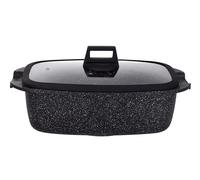 Avilia Cocotte de inducción y horno antiadherente con tapa de silicona - Ideal para sopas, pan, guisos y asados, 32 x 20 cm, diseño elegante negro