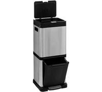 Avilia Contenedor para residuos con pedal - Cubo de basura de acero - Cubo para reufitos de exterior - Cubo de basura para cocina - Doble contenedor 20 + 14 litros - Cromado