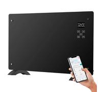 Avilia Convector eléctrico de cristal de 1500 W con pantalla LED, control táctil, temporizador y tecnología avanzada, montaje en pared o tierra, compatibilidad con Google Assistant y Alexa
