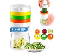 Avilia Cortador manual de verduras - Espiralizador de verduras con cuchillas intercambiables para fideos, espaguetis y chips - Cortador de verduras para calabacines, zanahorias y patatas - Fácil de