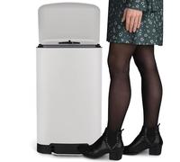 Avilia Cubo de basura de cocina con pedal - Cubo de basura para baño con pedales, de metal, 34 x 61 x 32,5 cm, 30 l, blanco