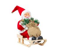 Avilia Decoración navideña de Papá Noel Ross sobre trineo con saco de regalos, 45 x 20 x 30 cm - Ideal para decorar exteriores e interiores de casa, oficina o tienda - Fabricado en plástico resistente