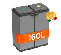 Avilia Duo 80 - Contenedor diferenciado premium para interiores y exteriores, 2 compartimentos de 80 l, elegancia y funcionalidad para cocina y oficina