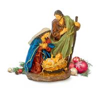 Avilia Figuras de Natividad de Resina Resistente 24,5 x 29,5 cm - Personajes belén artesanales con Sagrada Familia Ideal para adornar tu Belén o Cabaña de Navidad - Excelente también como Idea Regalo