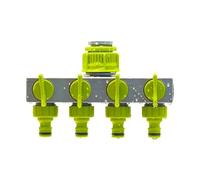 Avilia Grifo de 4 vías para riego - Divisor multifunción con 4 salidas independientes, óptimo para jardín y huerto, anticongelante, apto para grifos de 1" y 3/4", presión 4 bar, 10 x 15 x 6 cm