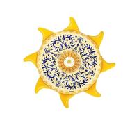 Avilia Isla Hinchable Redonda Amarilla 226 cm, de PVC Resistente con portavasos y Cuerda de Seguridad - Ideal para divertirse en el mar o en la Piscina - Capacidad 1 Persona hasta 90 kg